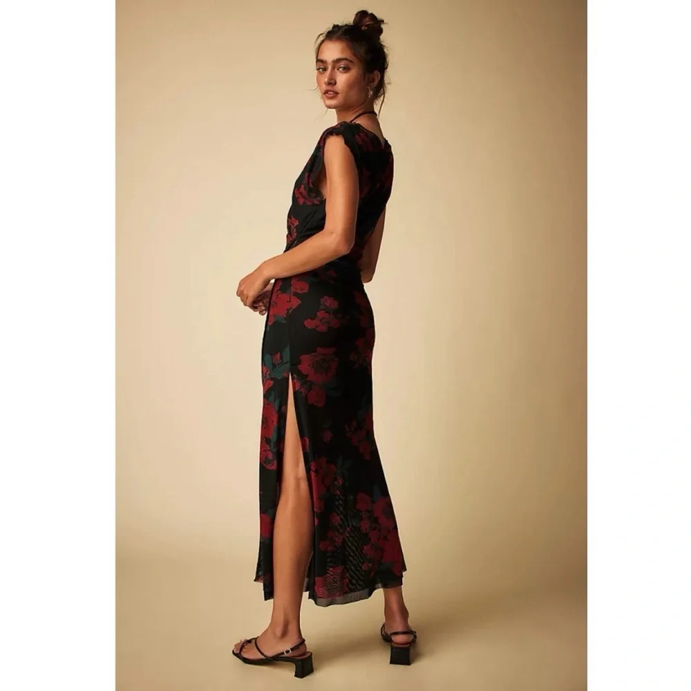 NEW Free People Carmel Floral Mesh Dress Midnight Combo